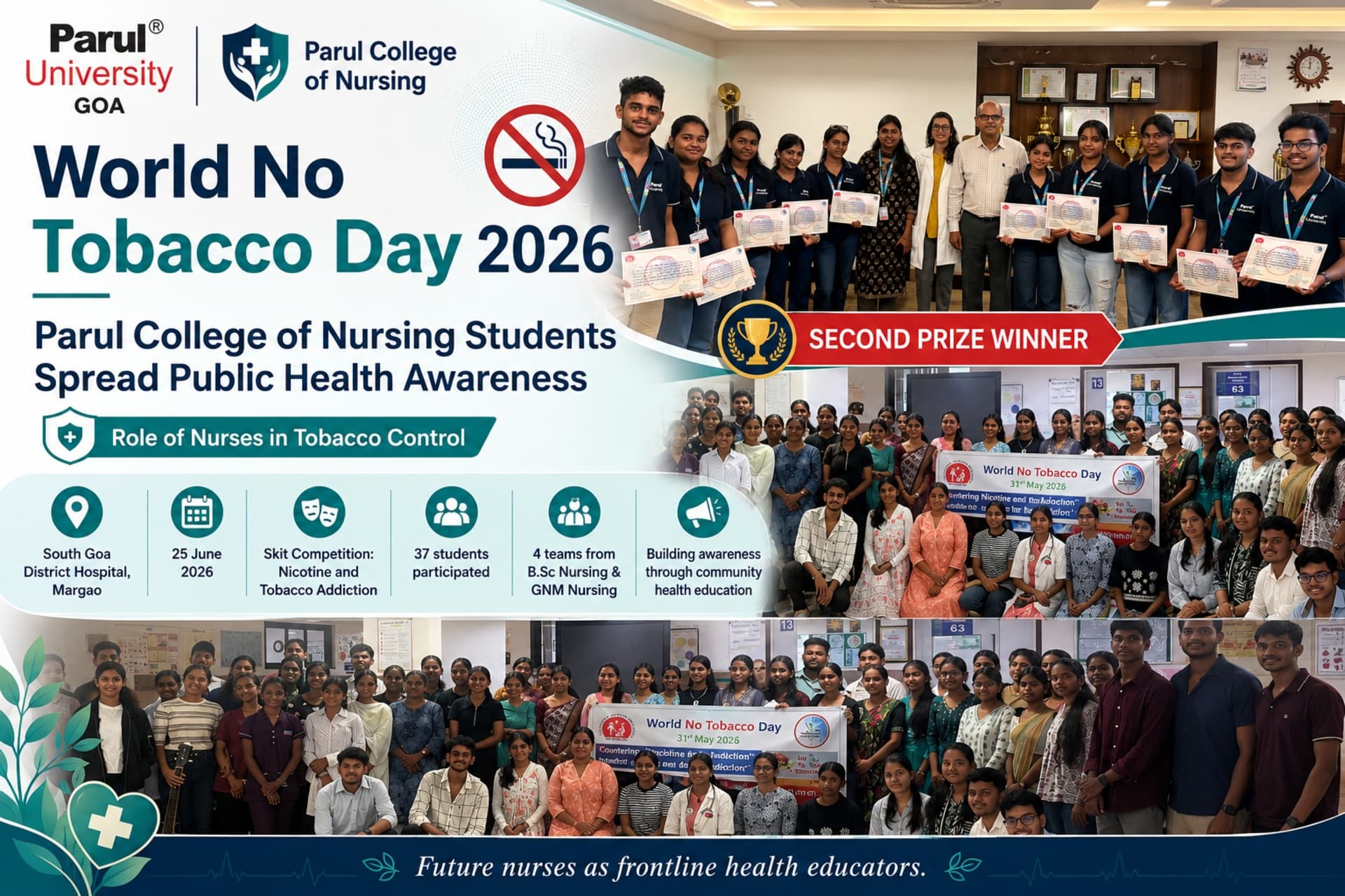 World No Tobacco Day 2026: Role Of Nurses, Parul College of Nursing Students' Skit on Public Health Education.